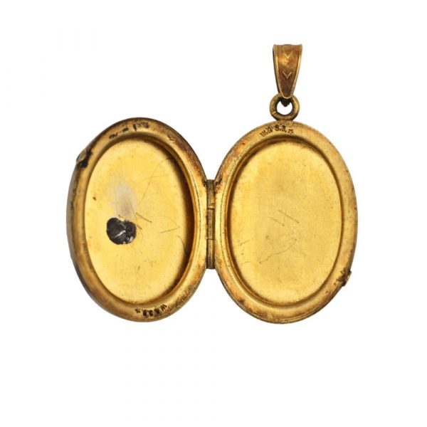 Edwardian Celestial Owls Tri-Color Gold Filled Locket open