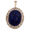 Lapis Lazuli Big Scarab Pendant 14K Rose and Yellow Gold