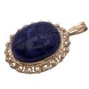 Lapis Lazuli Big Scarab Pendant 14K Rose and Yellow Gold side