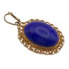 Lapis Lazuli Cabochon Pendant in 14K Gold Filigree Frame, Granulation Accent side