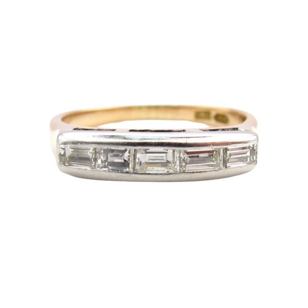 1940’s Retro Baguette Diamond Band .50 ctw 14k Rose Gold & Platinum