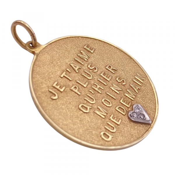 Romantic Big Vintage Charm 14K Gold and Diamond by Merrin, French Sentiment Love Grows