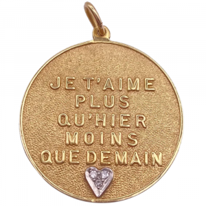 Romantic Big Vintage Charm 14K Gold and Diamond by Merrin, French Sentiment Love Grows front