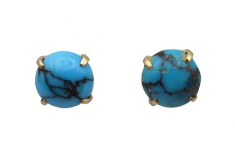 Vintage Turquoise Stud Earrings 14K