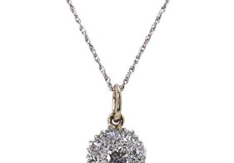 1.32ctw Diamond Cluster Necklace 14K
