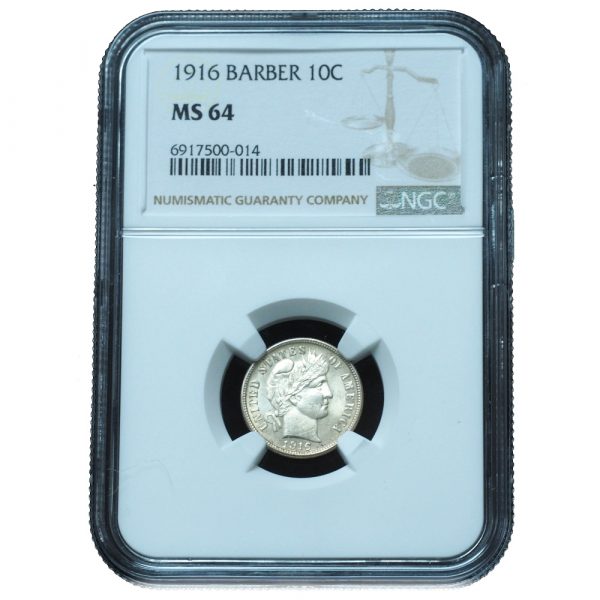 1916 Barber Dime MS64 NGC