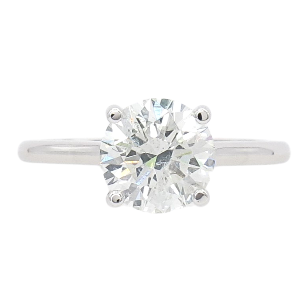 2.03ct Round Brilliant Diamond Solitaire Engagement Ring 14K GIA