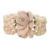 Angel Skin Coral Carved Floral Bracelet 14K