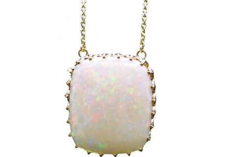 Large Australian Opal Station Necklace Yellow Gold