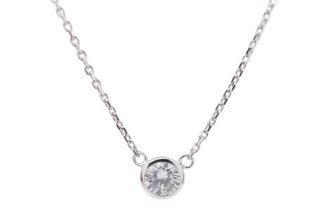 Solitaire Diamond By The Inch Necklace White Gold .32