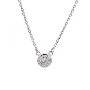 Solitaire Diamond By The Inch Necklace White Gold .37