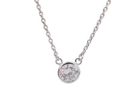 Solitaire Diamond By The Inch Necklace White Gold .37