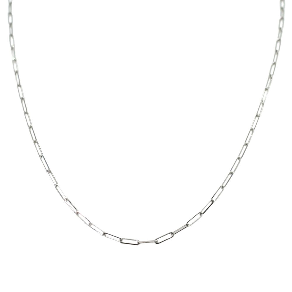 White Gold 2mm Paperclip Chain, 20”