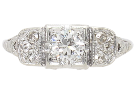 0.74ctw Old European Art Deco Diamond Ring 18K (2)