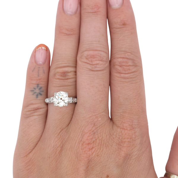 1.82ctw Old European Diamond Edwardian Engagement Ring worn