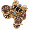 BIG Moving Ornate Jeweled Coronation Coach 14K Gold Carriage Charm