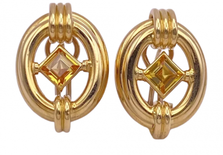Citrine Gold Statement Earrings 18K Gold 1.64ctw (2)