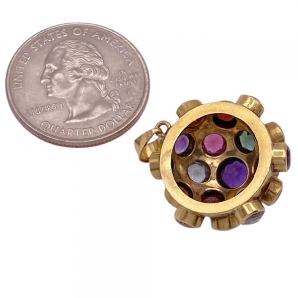 Colorful Multi Gem Vintage Sputnik Pendant 18K Gold 6.80ctw (1)