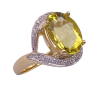 Green Citrine Diamond Ring 5.24ctw 14K Two-Tone Gold (1)