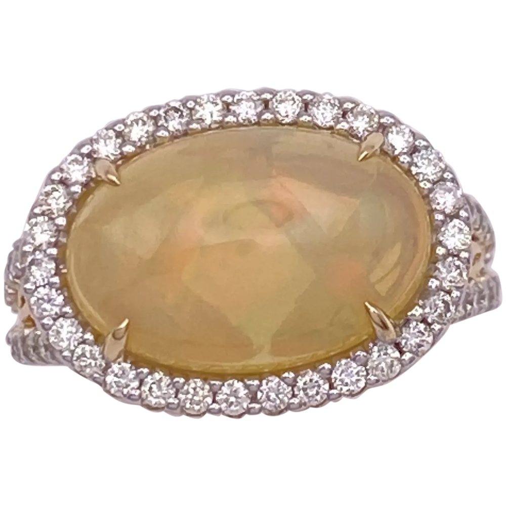 Karin Tremori Opal Diamond Halo Ring 4.10ctw 14K Gold