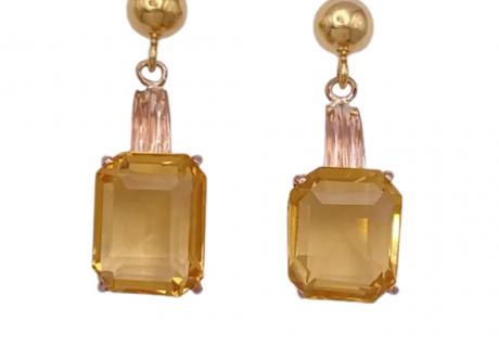 Retro Citrine Dangle Earrings 14K Rose and Yellow Gold 8 (2)