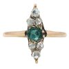 Tourmaline & Diamond Navette Victorian Ring 10K