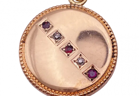 Victorian .18ctw Diamond & Ruby Locket Pendant 10K Rose Gold (2)