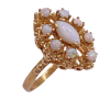 Victorian Revival Opal Cluster Navette Ring 14K Gold (1)