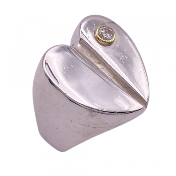 Vintage Barry Kieselstein Cord Diamond Sterling Silver Heart Ring 1998 (1)