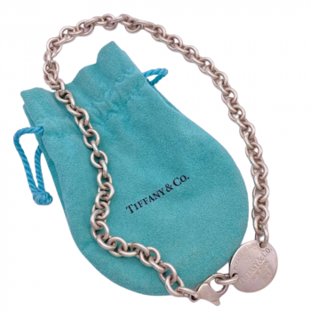 Vintage Tiffany & Co Oval Tag ''Return To Tiffany'' Necklace Sterling Silver with Pouch (2)