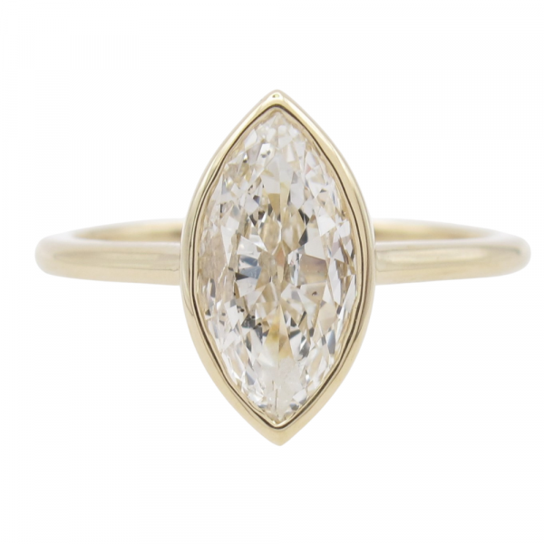 1 Carat Marquise Bezel Engagement Ring Yellow Gold