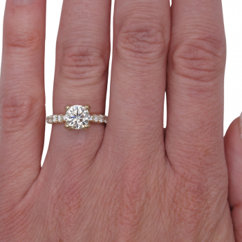 2.27ctw Diamond Engagement Ring 14k Yellow Gold GIA Certified worn