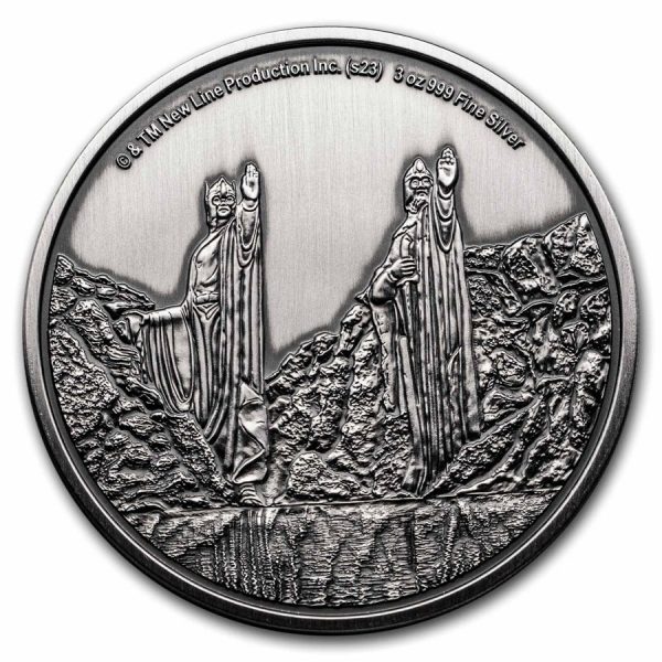 2023 Niue Lord of the Rings Middle Earth Argonath 3 oz Silver Antiqued Coin
