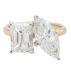 3.82ctw Emerald & Marquise Diamond Toi Et Moi Engagement Ring GIA Certified 14k Gold Featured