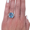 Art Deco Aquamarine 10 carat Platinum Ring Worn (1)
