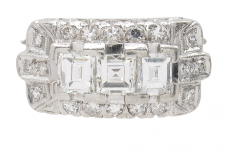 Art Deco Carre Diamond Platinum Ring East to West (1)