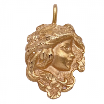 Art Nouveau Style Vintage Pendant 14K Yellow Gold (2)