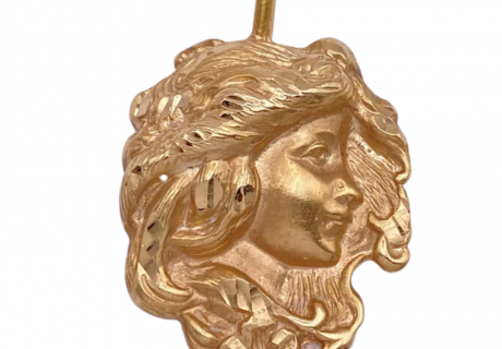 Art Nouveau Style Vintage Pendant 14K Yellow Gold (2)