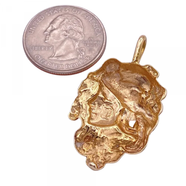 Art Nouveau Style Vintage Pendant 14K Yellow Gold