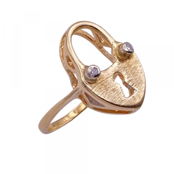 Diamond Accent Padlock Ring 14K Two-Tone Gold (2)