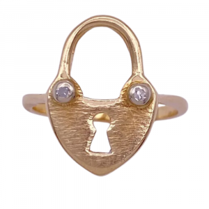 Diamond Accent Padlock Ring 14K Two-Tone Gold