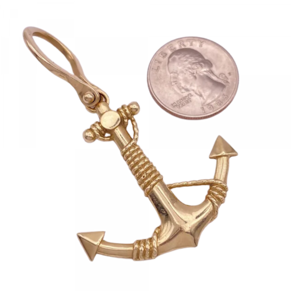 Solid Rope Fouled anchor Pendant 14K Yellow Gold (1)