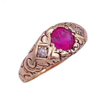 Victorian 1.26ctw Ruby & Diamond Ring 10K Rose Gold (1)