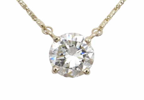 1 carat diamond solitaire necklace yellow gold close up