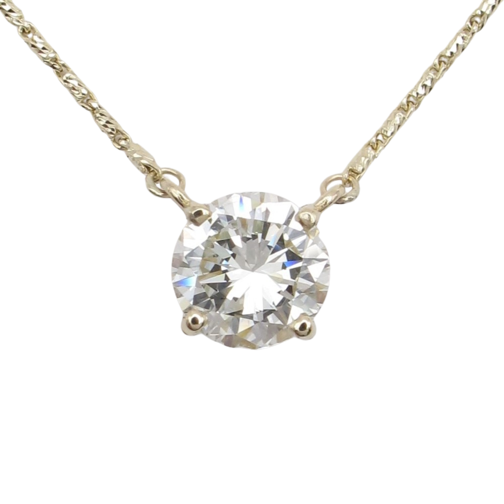1.17ct Round Diamond Solitaire Necklace 14k Yellow Gold