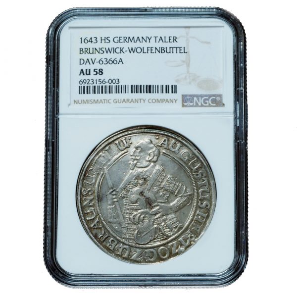 1643 HS Germany Brunswick-Wolfenbuttel "Bell" Taler AU58 NGC