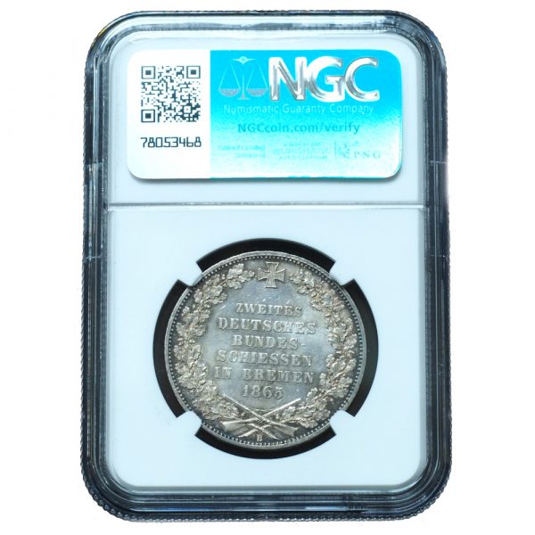 1865-B Germany Taler Bremen Shooting Festival MS64 NGC
