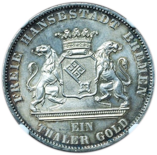 1865-B Germany Taler Bremen Shooting Festival MS64 NGC
