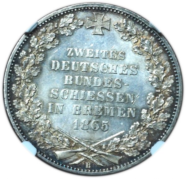 1865-B Germany Taler Bremen Shooting Festival MS64 NGC