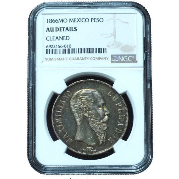 1866-Mo Mexico Peso Maximillian AU Details NGC
